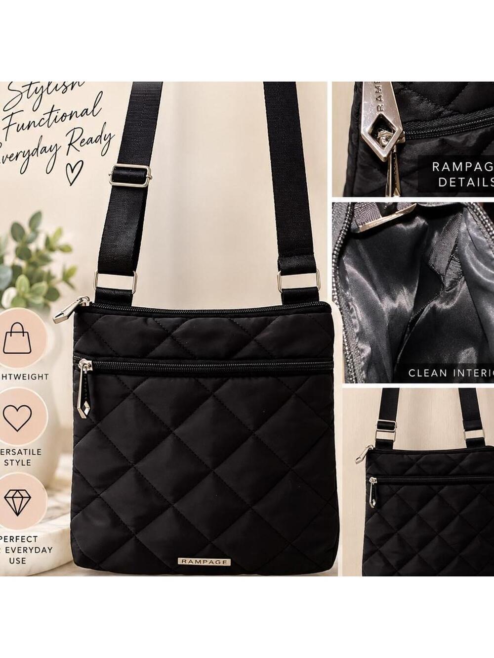 Rampage Black Quilted Crossbody Bag